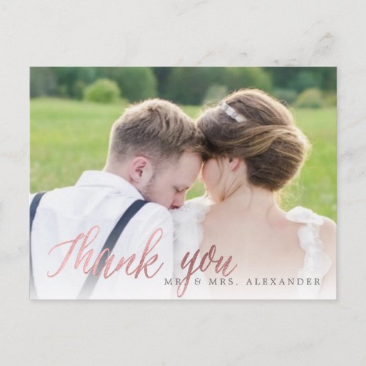 PixDezines Wedding Bedankt/Faux Roos Gold Script Briefkaart (Voorkant)