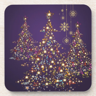 PixDezines Whimpsy kerstboom+sneeuwvlokken Bier Onderzetter