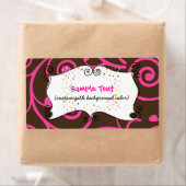 PixDezines Whimsy, roze chocolade, cupcakes Etiket (Insitu)