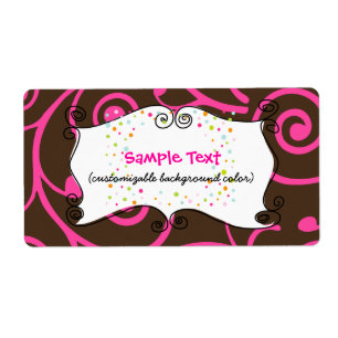 PixDezines Whimsy, roze chocolade, cupcakes Etiket