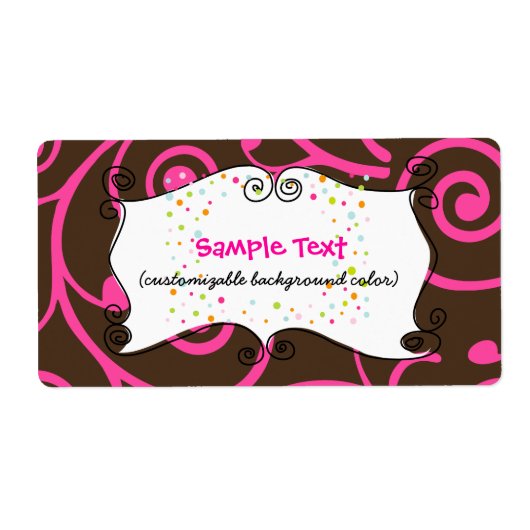 PixDezines Whimsy, roze chocolade, cupcakes Etiket (Voorkant)