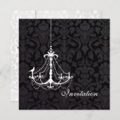 PixDezines White Chandelier met een vogel Kaart (Voorkant / Achterkant)