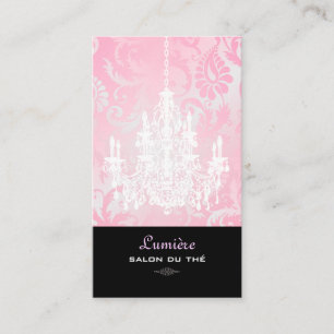 PixDezines White Chandelier+Pink Damask Visitekaartje