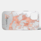 PixDezines White Marble+Faux Roos Gold Case-Mate iPhone Case (Achterkant (horizontaal))