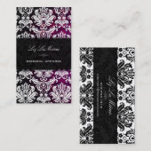 PixDezines White Pique  Damask Visitekaartje (Voorkant / Achterkant)