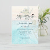 PixDezines White Sand Beach Bat mitzvah Invitation (Debout devant)