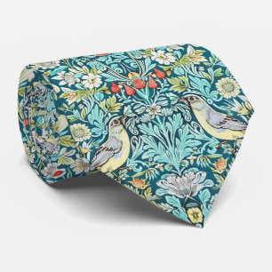 PixDezines William Morris Strawberry Thief Turquoi Stropdas