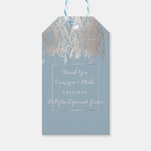 PixDezines Willow Leaves Zilver/DIY achtergrond Cadeaulabel (Voorkant)