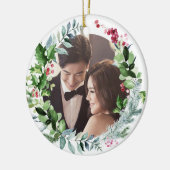 PixDezines Winter Wreath, Eerste Kerstmis Keramisch Ornament (Links)