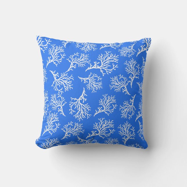 PixDezines wit + blauw koraal / doe-het-zelf achte Kussen (Voorkant)