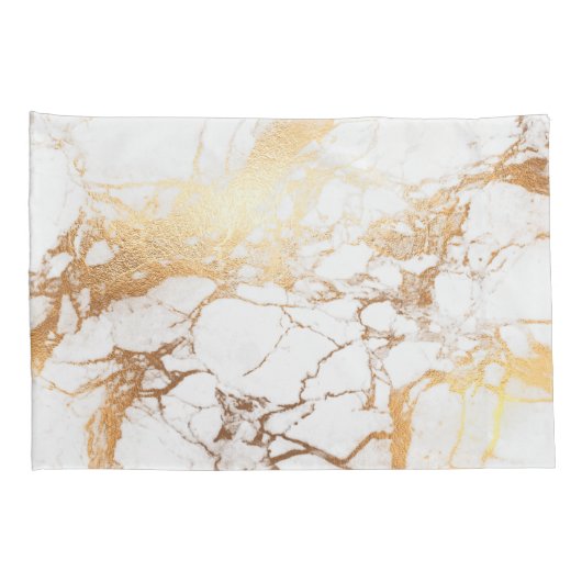 PixDezines WIT MARMER + FAUX GOUDEN ADERS Kussensloop (Achterkant-Rechts)