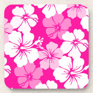 PixDezines witte hibiscus/diy achtergrond Bier Onderzetter