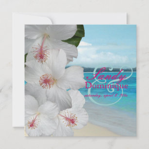 PixDezines Witte Hibiscus/strand/tropische bruilof Kaart