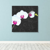 PixDezines Witte Orchidee/DIY Achtergrondkleur Canvas Afdruk (Insitu (Houten vloer))