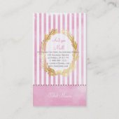 PixDezines witte strepen/roze digitale waterverf Visitekaartje (Achterkant)