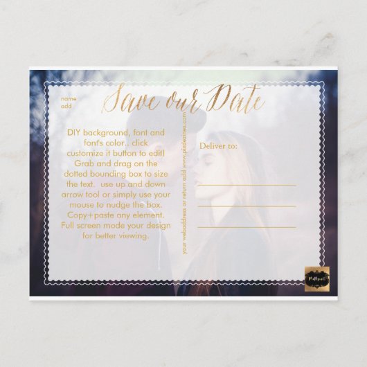 PixDezines XOXO/SAVE ONZE DATUM/MARMER Aankondigingskaart (Achterkant)