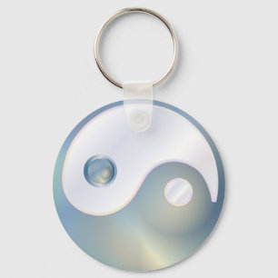 PixDezines yin yang/wit+nepgoud Sleutelhanger
