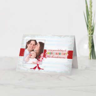 PixDezines, zacht/helder/strepen/DIY blauwe kleur Feestdagen Kaart