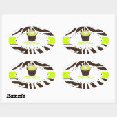 PixDezines zebra+cupcake/DIY kleur Ovale Sticker (Vel)