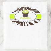 PixDezines zebra+cupcake/DIY kleur Ovale Sticker (Tas)