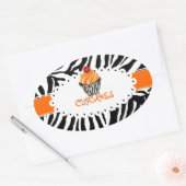 PixDezines zebra+cupcake/DIY kleur Ovale Sticker (Envelop)