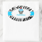 PixDezines zebra+cupcake/DIY lintkleur Ovale Sticker (Tas)