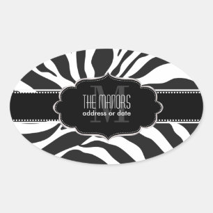 PixDezines zebra/DIY kleuren Ovale Sticker
