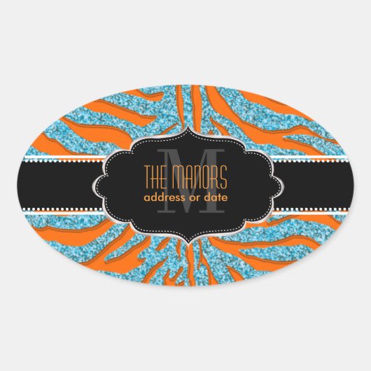 PixDezines zebra/DIY kleuren Ovale Sticker (Voorkant)