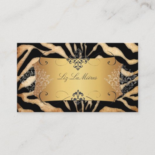 PixDezines ZEBRA/LACE DAMASK Visitekaartje (Voorkant)