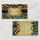 PixDezines zebra+luipaard Visitekaartje (Voorkant / Achterkant)