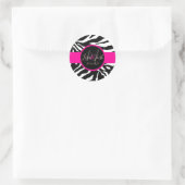 PixDezines Zebra, Monogram DIY Kleur Ronde Sticker (Tas)