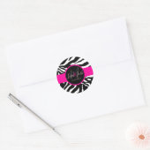 PixDezines Zebra, Monogram DIY Kleur Ronde Sticker (Envelop)