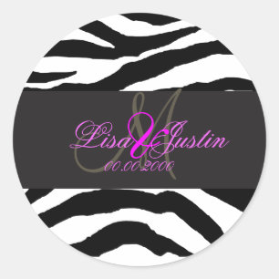 PixDezines zebra monogramstickers/DIY kleuren Ronde Sticker