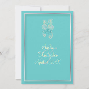 PixDezines Zeepaardje /Blauw+Ivoor Kaart