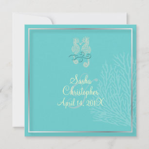PixDezines Zeepaardje+koraal Huwelijk/diy kleur Kaart