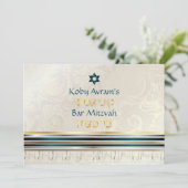 PixDezines zijden tallit/Stijlvolle Bar Mitswa/gou Kaart (Staand voorkant)