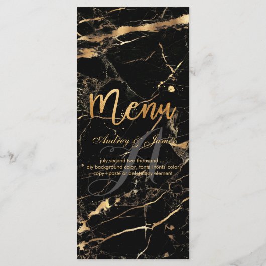 PixDezines Zwart Marmer/Shine Menu/Faux Gold Menu (Voorkant)