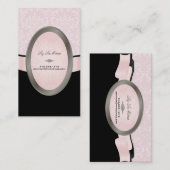PixDezines Zwart, Roze Rossi Damask Visitekaartje (Voorkant / Achterkant)
