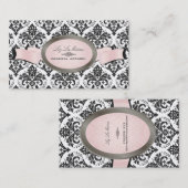 PixDezines Zwart, Roze, Witte Jolie Damask Visitekaartje (Voorkant / Achterkant)