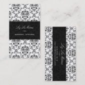 PixDezines Zwart+Wit Dolcè  Damask Visitekaartje (Voorkant / Achterkant)