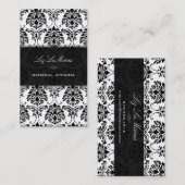 PixDezines Zwart+Wit Florentius  Damask Visitekaartje (Voorkant / Achterkant)
