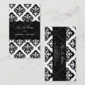 PixDezines Zwart+Wit Olivia Damask Visitekaartje (Voorkant / Achterkant)