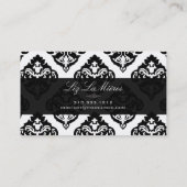 PixDezines Zwart+Wit Olivia Damask Visitekaartje (Achterkant)