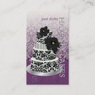 PixDezines Zwart&Witte damast cake/taart Visitekaartje