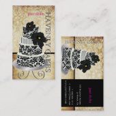 PixDezines Zwarte damast taart/pâtisserie Visitekaartje (Voorkant / Achterkant)