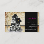 PixDezines Zwarte damast taart/pâtisserie Visitekaartje (Achterkant)