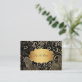 PixDezines  ZWARTE LACE/FAUX PARCHMENT Visitekaartje (Staand voorkant)
