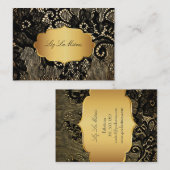 PixDezines  ZWARTE LACE/FAUX PARCHMENT Visitekaartje (Voorkant / Achterkant)