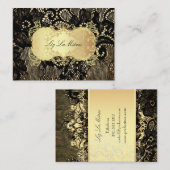 PixDezines  ZWARTE LACE/FAUX PARCHMENT Visitekaartje (Voorkant / Achterkant)