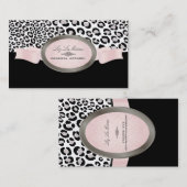 PixDezines Zwarte, Roze, Witte Luipaardvlekken Visitekaartje (Voorkant / Achterkant)